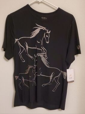 Kerrits Women's Equestrian Black Liberty Horse Graphic Riding Tee Size Large